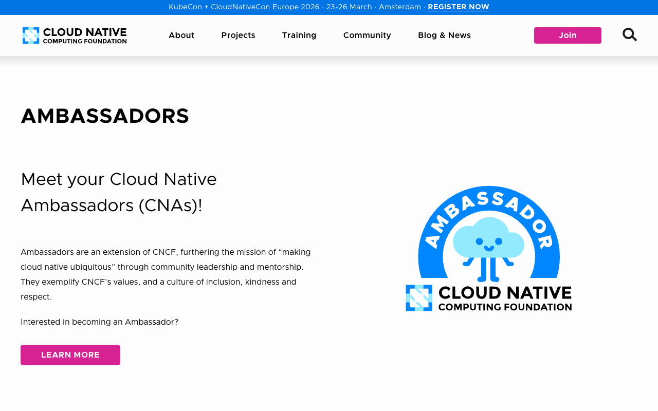 CNCF Cloud Native Ambassador screenshot