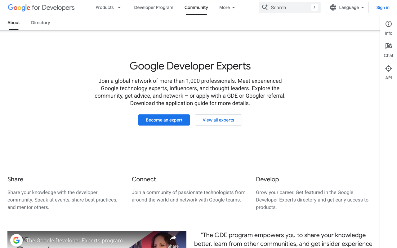 Google Developer Expert (GDE) screenshot