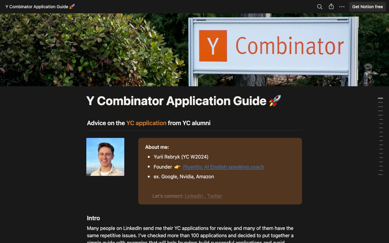 Ultimate YC Application Guide screenshot