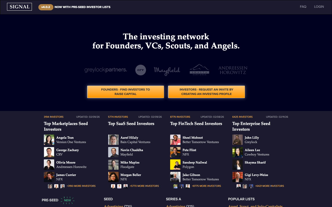 Find Investors (Signal by NFX) screenshot