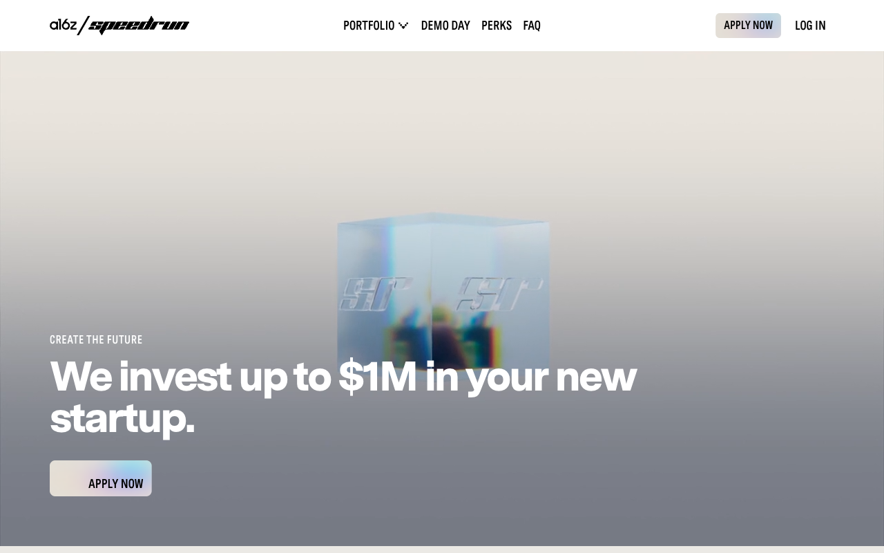 a16z Speedrun ($500k-$1M for ~10%) screenshot