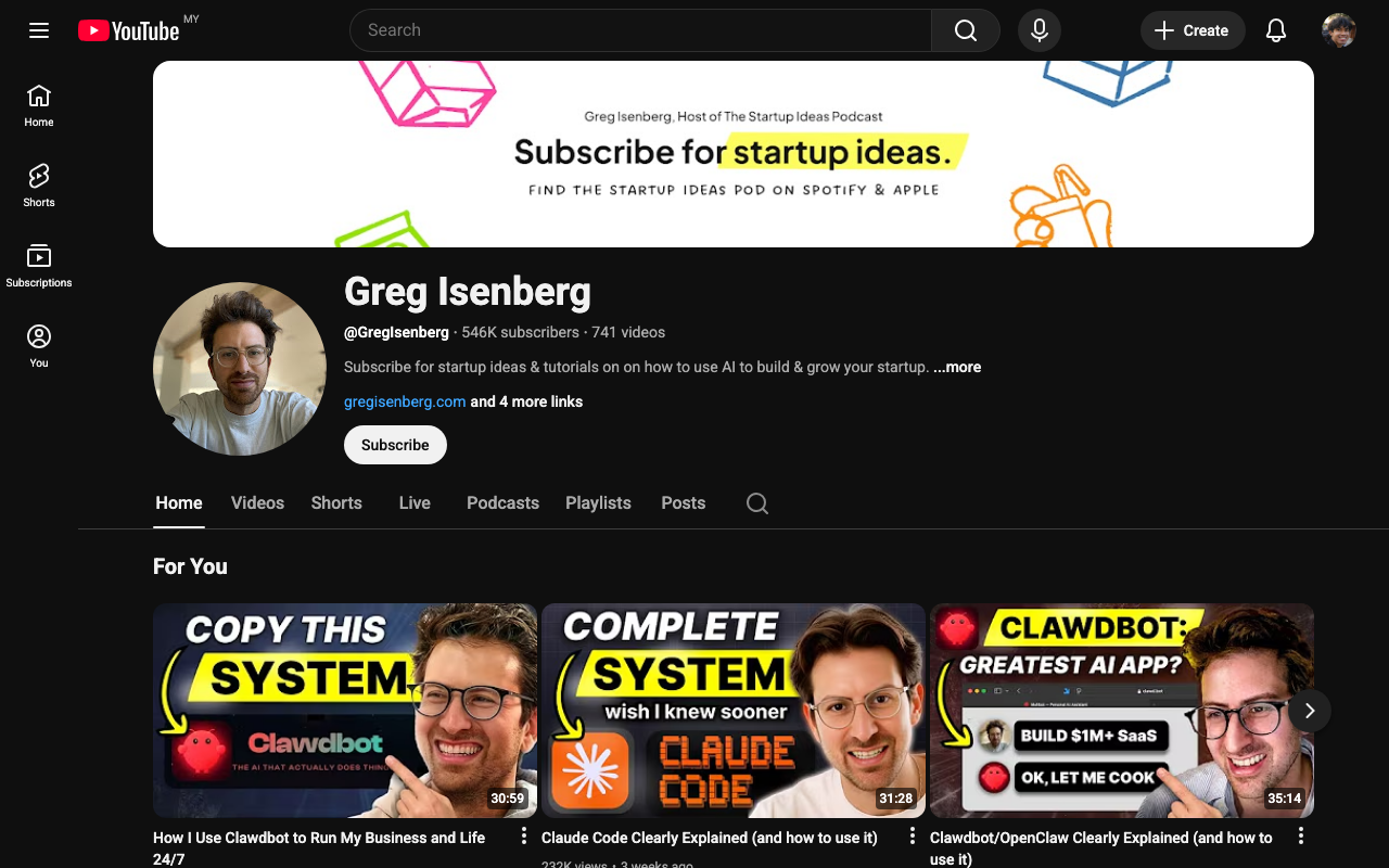 Greg Isenberg's Channel screenshot