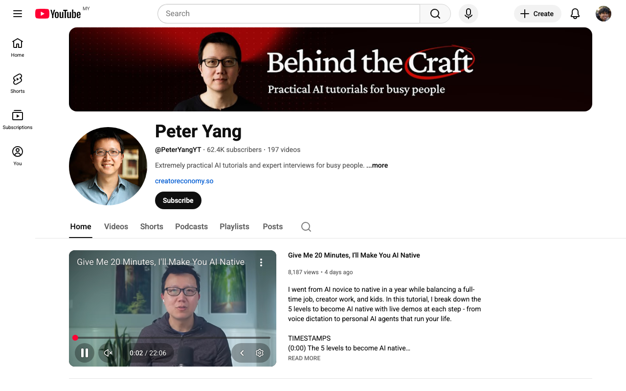 Peter Yang's Channel screenshot
